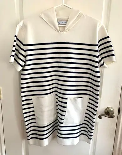 ZARA Striped Mini Dress in Marine Style in Ecru / Blue