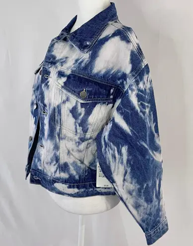 BP New  Bleach Overdye Denim Jacket Blue Bleached Cotton Jean Jacket