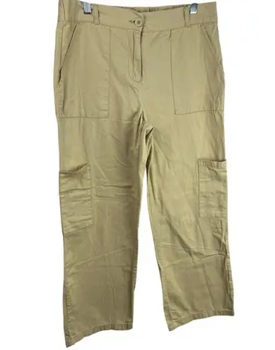 Utility Cargo Pants, Khaki, 100% Cotton, Workwear Minimalist Tan Size L