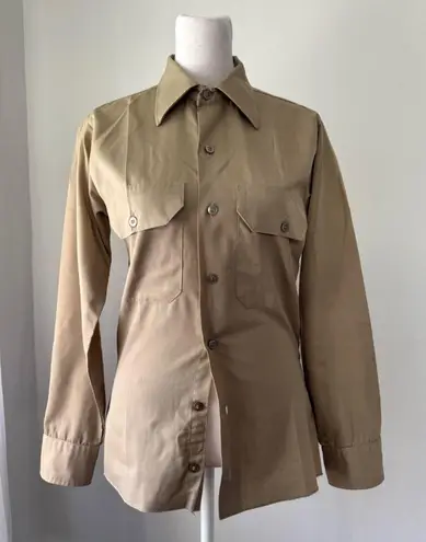 Vintage ‘70s Conqueror / Long Beach Uniform Co. Tan Button Down Work Shirt Size XXS - Image 1