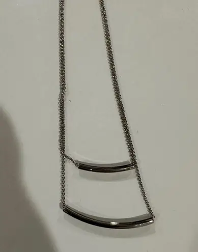 The Bar Silver Toned Double Necklace