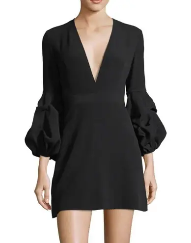 Alexis  Fia Plunging Black Balloon Ruffle Long Sleeve Dress