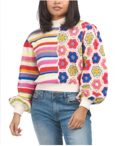 Farm Rio HANDMADE CROCHET SWEATER SIZE SMAL- NEVER WORN- NWOT