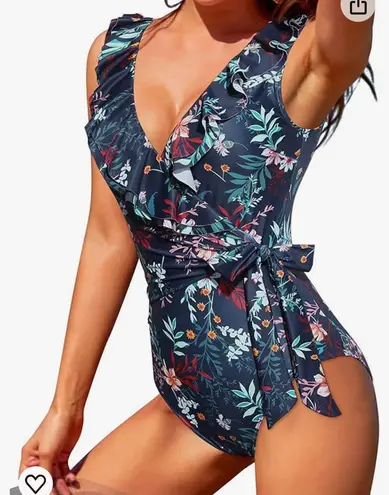 Tempt Me Women Ruffle V Neck One Piece Swimsuits Tummy Control Tie Side Wrap Slimming Bathing Suits - Image 4