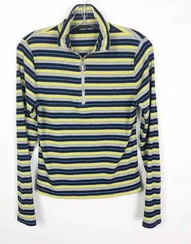 Code x Mode Striped Mock Neck Zip Front Top Size Medium
