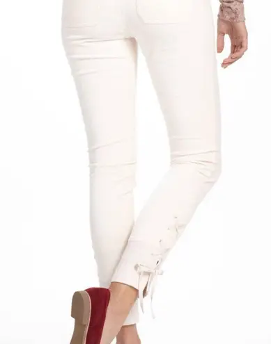 Anthropologie Leifsdottir Cream Cropped Pants with Lace Up Hem White Size 12