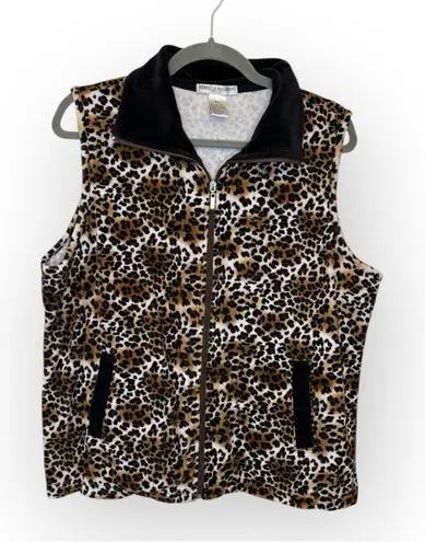 Rebecca Malone Leopard Print Zip Vest Fleece Lined Animal Print PXL