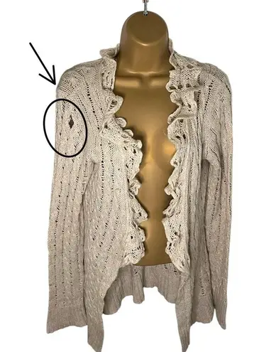 To The Max Wool Blend Open Knit Long Cardigan Sand M Tan Size M