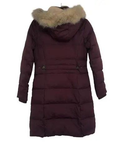 Ralph Lauren  Quilted Puffer Down Coat Fur Hood Jacket Parka XS Pinot Noir XS