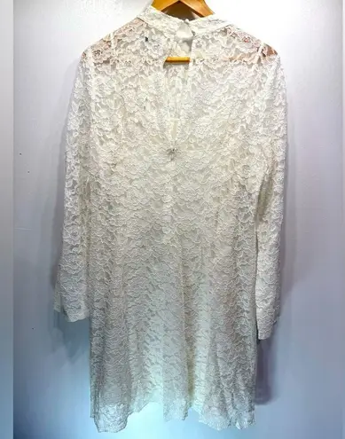 Ivory Lace Overlay Long Sleeve Scalloped Hem ModCloth Fairy Dress by Wendy Bird Size 16