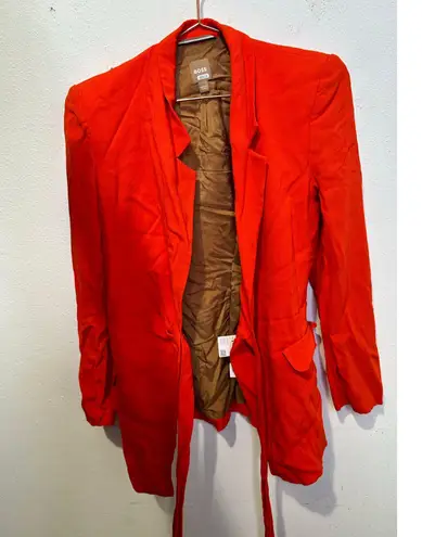 BOSS Women's Orange Red Tie Wasit Collared Jawana Blazer Jacket Size US 0