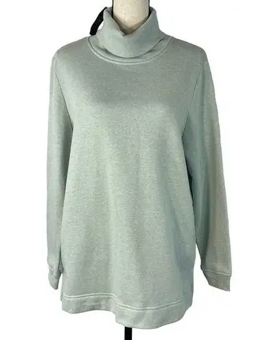 Karen Scott Sport Small Fleece Turtleneck Sweatshirt Long Sleeve Green Heather