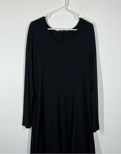 LUUKAA Long Sleeve Mesh Jersey Knit Lagenlook Dress Size 4 Black