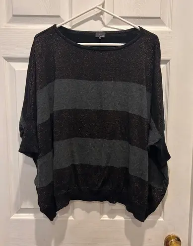 Sparkle & Fade UO Women's Large Striped Glitter Dolman Sleeve Knit Top