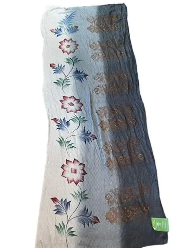 Handloom House silk floral saree stole scarf wrap Blue