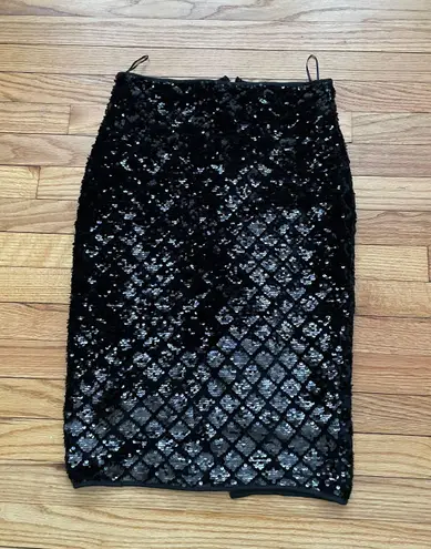 Say What? Say What? Sequin vintage y2k Diamond Mermaid Pattern Fish print Party Cocktail Zip Women's Black Midi Pencil Skirt Sz M