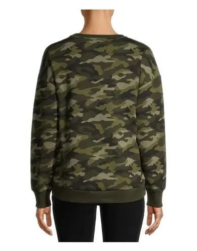 No Boundaries  Juniors Camo Printed Green Scoop Neck Pullover Sweatshirt SZ XL