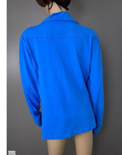 New Moosejaw Women's Large Yoga Jacket Lightweight Bright Blue Logo Zip Coat