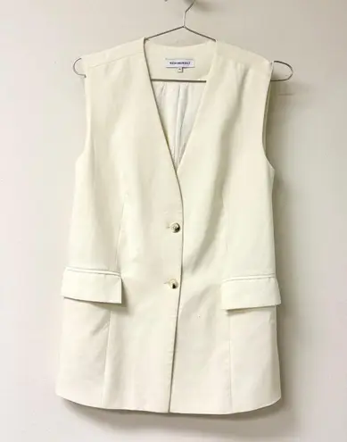 We Wore What Sleeveless V-Neck Flap Pocket Professional Vest Cream Women's Size XS