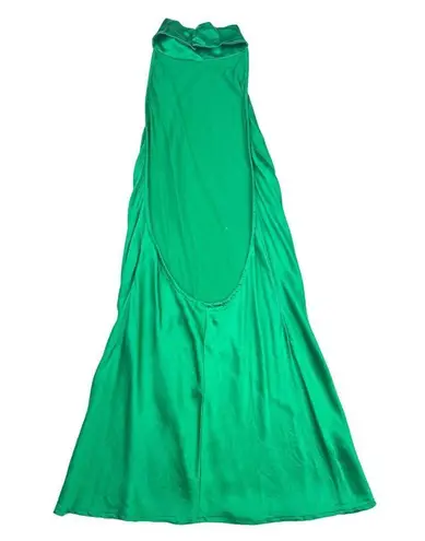 Katayouns Ralph Halter Open Back Silk Mini Dress in Green Size XS