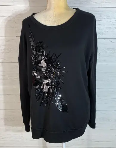 Simply Vera Vera Wang Women Black sequined Sweatshirt L