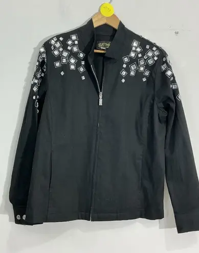 Womans Bob Makie Wearable Art Large Black With Rhinestones Shacket