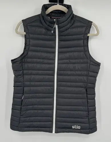 Stio Womens Small Down Puffer Vest Sleeveless Full Zip Quilted Gray Lightweight