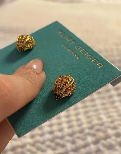 Kurt Geiger NWT bird head multicolor crystal gold stud earrings