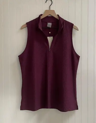 CALIA Golf Honeycomb Mesh 1/2 Zip Sleeveless Polo Ripe Boysenberry Size XL NWT Purple