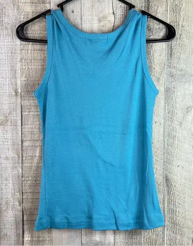 ZENA Jeans Small Ribbed Turquoise Crewneck Tank Top