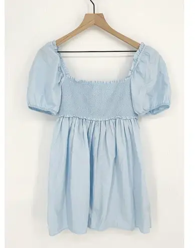 Aritzia Sunday Best Hadley Puff Sleeve Smocked Babydoll Dress Blue Women's M Size M