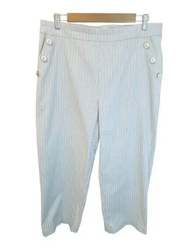Jules & Leopold Blue White Pinstripe Cropped Pants Large Sailor Coastal Nautical