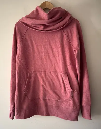 LL Bean Fleece Cozy Pullover Cowl Sweatshirt Pocket Rose Pink 290312 Size M