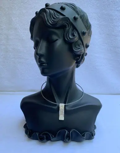 Sterling Silver Women's Curve Loop Pendant, Sparkly CZ Accents