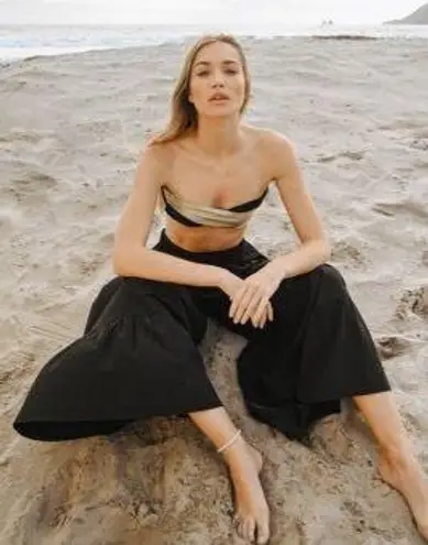 Molly Bracken Molly Braken Le Bain Wide Leg Tiered Beach Pants Black