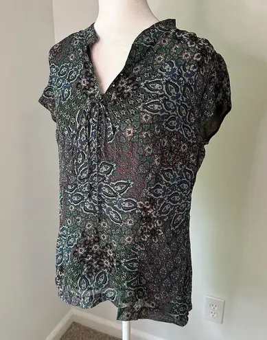 Classiques Entier blue & purple paisley short-sleeve silk top size S