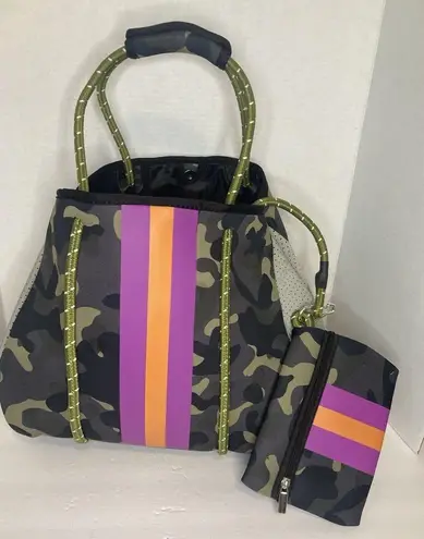 Camo Tote Neoprene Pink Orange Gym Bag Carryon Travel Overnight Satchel Green