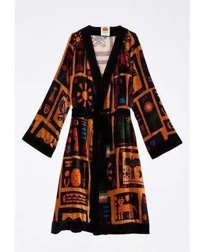 Farm Rio Tropical Velour Robe Kimono W/Beaded Belt Size Small New w/tag $295