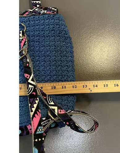 Handmade Crochet Backpack Womens Boho Knit Aztec Tribal Bag Unique Festival