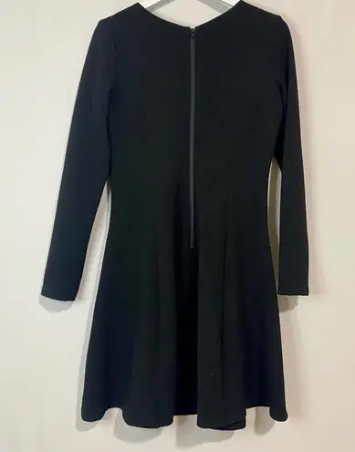 Bar III  Women's Zip-Up Long Sleeve Dress with Cutout Detail Black Size Large