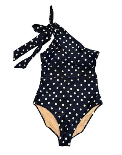 Summersalt Bow Shoulder Sidestroke One Piece Swimsuit Polkadot Navy, Sz 12