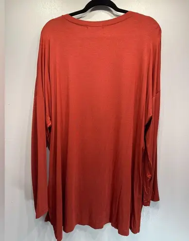 Rust Red Long Sleeve V Neck Tunic by Rae Mode Women’s Plus Size 3XL