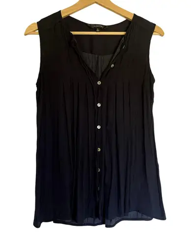 Glassons navy blue blouse button front sleeveless summer top women's size 6