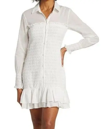 Veronica Beard Kelsey Smocked Cotton Shirt Dress Size 2 NWT