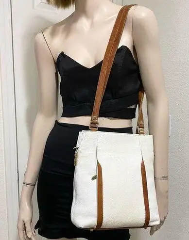 Vintage VALENTINA White Pebbled Leather Large Zip Tote Bag