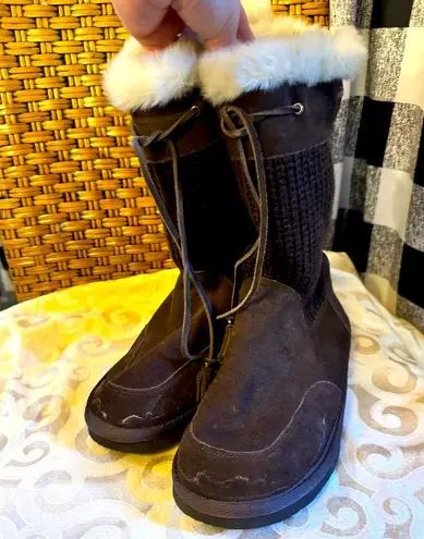 Dark Brown Suede Slipper Boots Size 10