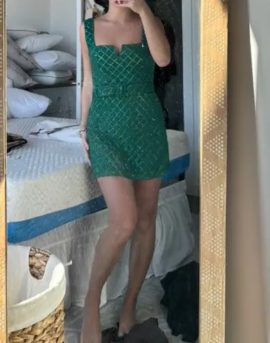 Show Me Your Mumu Twilight Mini Dress in Emerald Beading