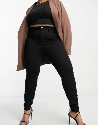 River Island New High Rise Skinny Jeans Kaia Black Stretch Denim Plus Size 20