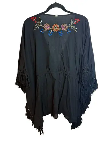 Amoressa Bohemian Black Embroidered Fringe Swim Cover Size undefined