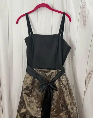 Gunne Sax Jessica McClintock Women’s 7 Black Metallic Gold Dress Gown